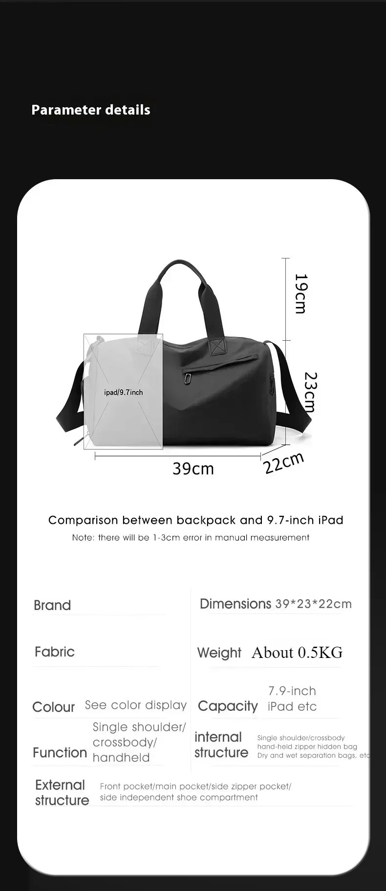 Zipper Large Capacity Oxford Travel Bags Solid Fitness Bags Thickened Fabric High Capacity Waterproof Luggage Sports Bags 250305