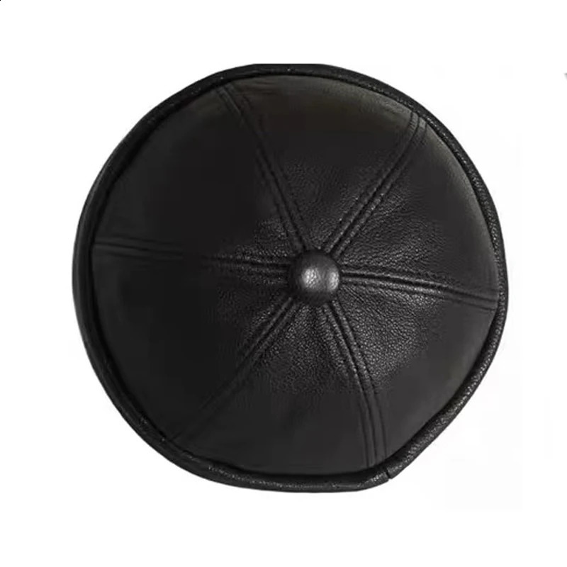 Genuine Leather Skull Cap Women Retro Watermelon Thin Beanie Hats Men Casual Black Cabbie Bone Bonnet Mujer Fitted Round Gorra 250221
