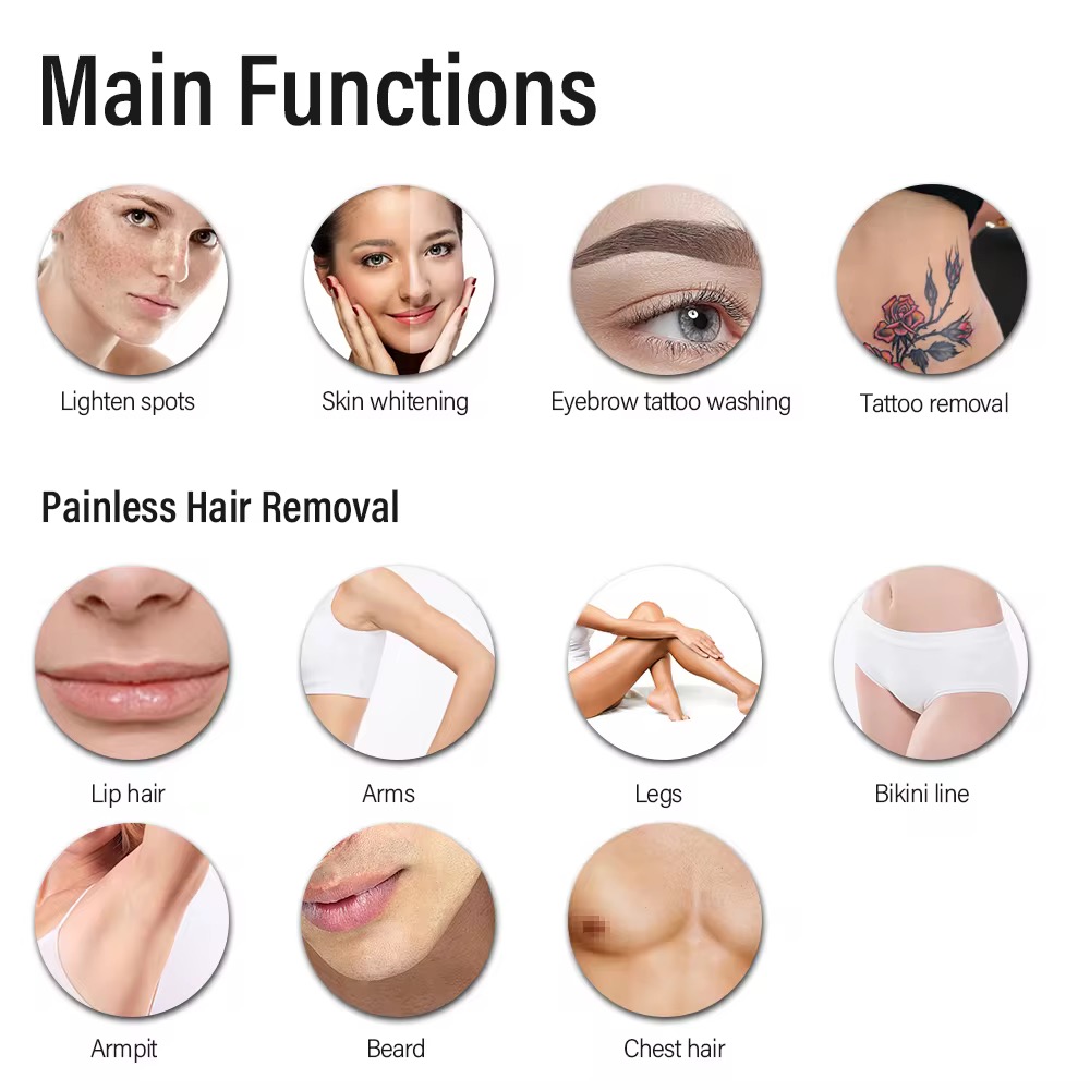 Portable 2 in 1 diode laser machine 4 wavelengths hair removal tattoo removal 3000W diode beauty instrument