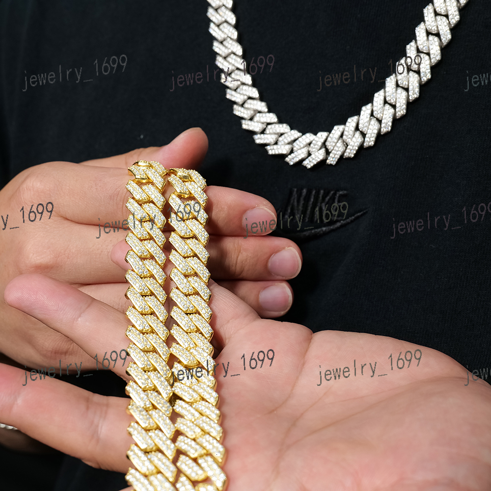Men 14 mm Hip Hop S925 Iced Out Gra Certificate Fine Jewelry Past Diamond test Mossanite Moissanite Cuban Link Necklace Chain