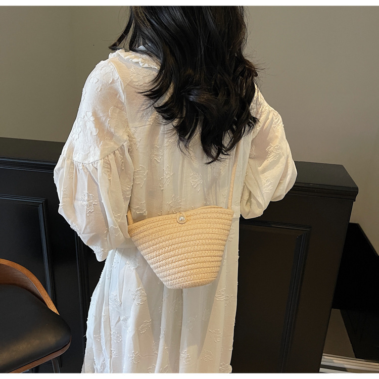 New handbag women's summer handmade woven straw small fresh handbag, casual shoulder bag, vacation crossbody bag #swissmilitary