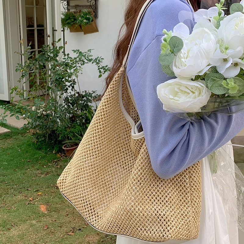 Handmade for women 2025 new trendy tote grass woven bag, versatile large capacity shoulder bag #swissmilitary