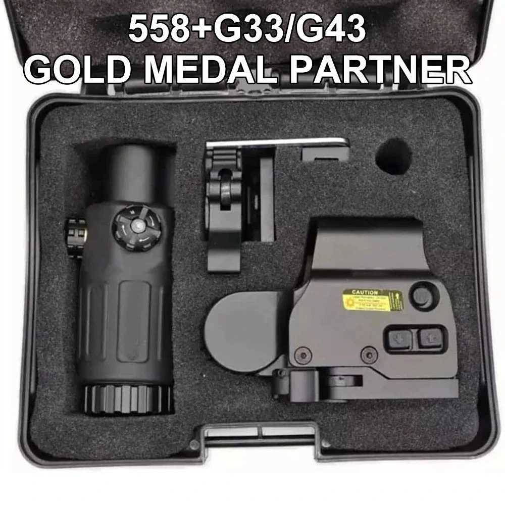 Tactical G33 G43 3X Magnifier Sight Scope Folding Side Flip G45 5X Magnifiers For 558 556 553 Holographic Reflex Red Dot Sights X250228
