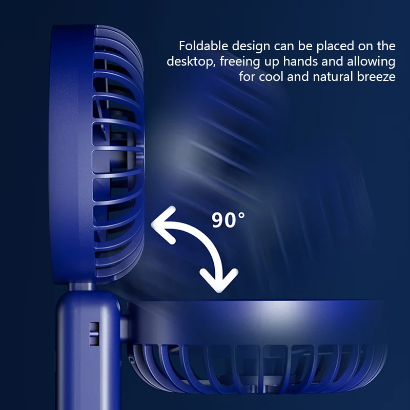 USB Mini Handheld Fan Digital Display ventilador Foldable Portable Neck Hanging Fan 5 Speed Rechargeable Electric Fan Air Cooler