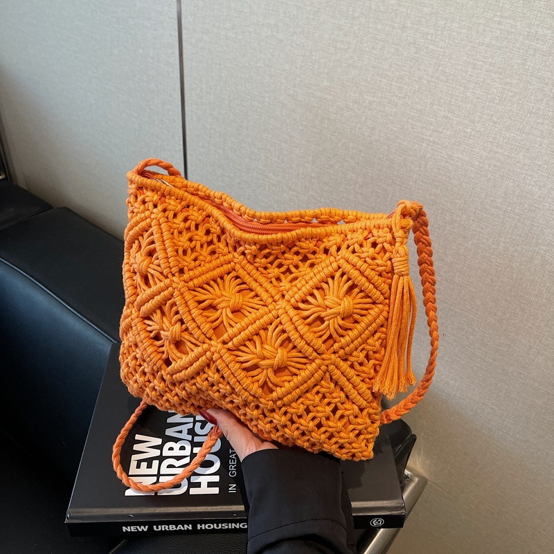 Ethnic style handmade cotton thread woven for spring summer 2025 new beach shoulder bag, fashionable and versatile crossbody women's bag #swissmi