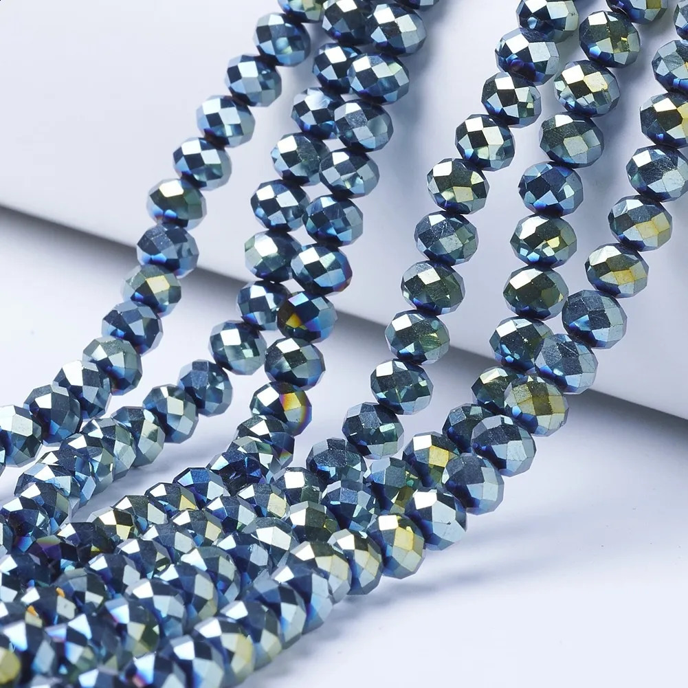 10 Strands 6mm Electroplate Transparent Glass Beads Strands Loose Beads for Diy Necklace Bracelet Jewelry Making Accessories 250221