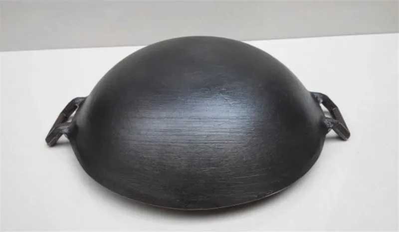 double ear cast iron wok cooking pot no coating non stick classical camping outdoor Chinese Gas Cooker Cookware wok pan fry panC250228