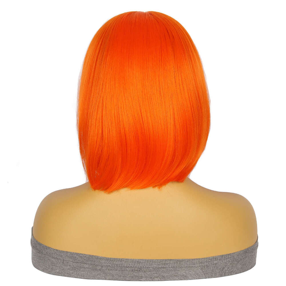 HD Front Lace Wig Front Female Hand Hook Bob Inner Buckle Short Straight Fiber Headset Lace Wig Orange