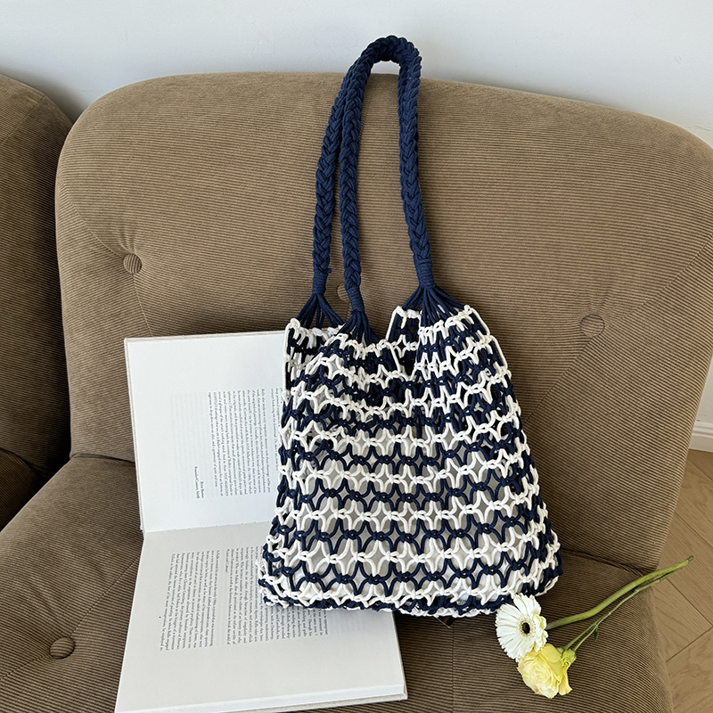 Large capacity hand woven hollowed out niche leisure vacation shoulder bag, versatile beach bag #swissmilitary