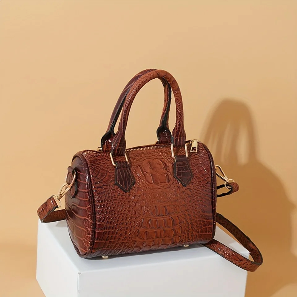 Ship from US Vintage e Pattern Boston Bag Stylish Portable Handbag Perfect Shoulder For Daily Use 250227FBB