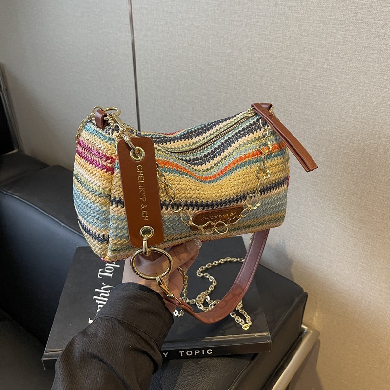 Spring summer super hot pillow women's 2025 new casual and stylish seaside vacation grass woven single shoulder crossbody bag #swissmilitary