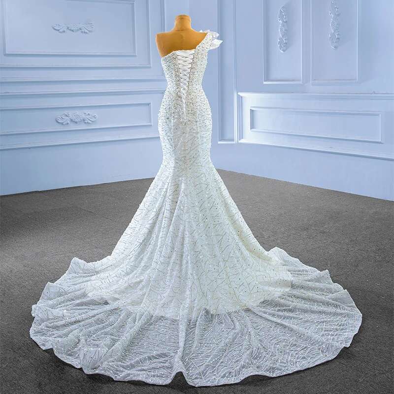 Superfine Dresses For Women Custom Mermaid Strapless Crystal Sequins Wedding RSM 222206 Bridal Dress