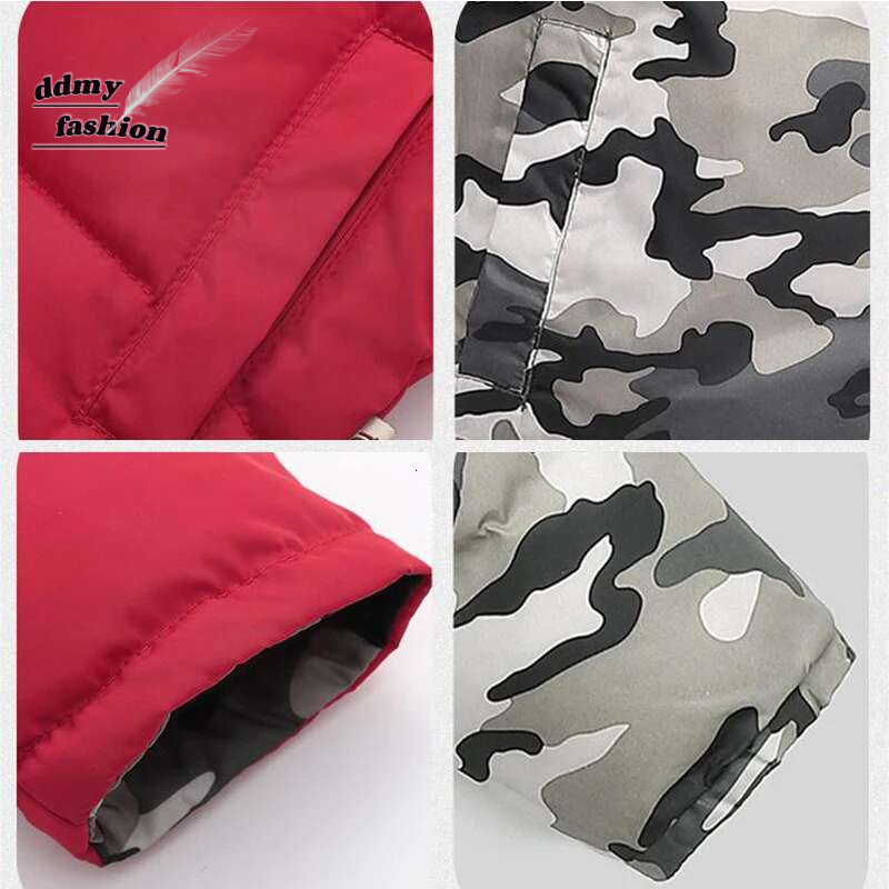 Ddmyshoesvip Children S Winter Camouflage Down Cotton Jacket For Boys Aged Girl S Fashion Double Sided Padded Coat Kids Hooded Outerwear