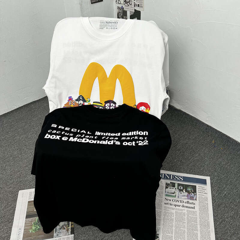CPFM Co branded M Photo Smiling Face Burger Fun Family Foam Print Versatile Short Sleeve T-shirt Trendy Brand VTG