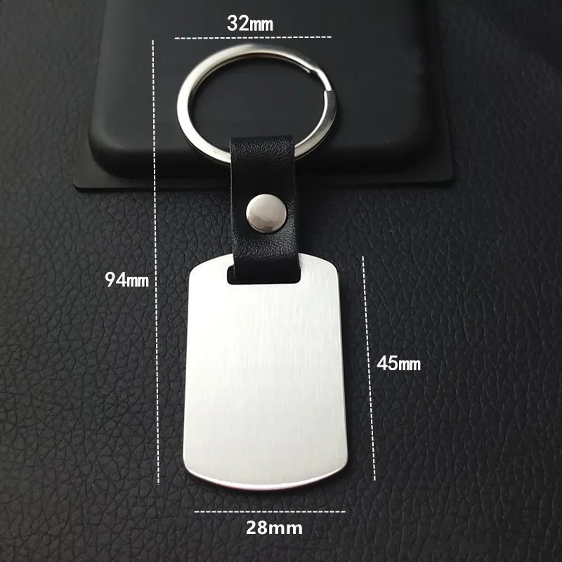 10pcs Stainless Steel Rectangular Key Chain Brushed Round Key Chain Business Gift Can Be Engrave 250221