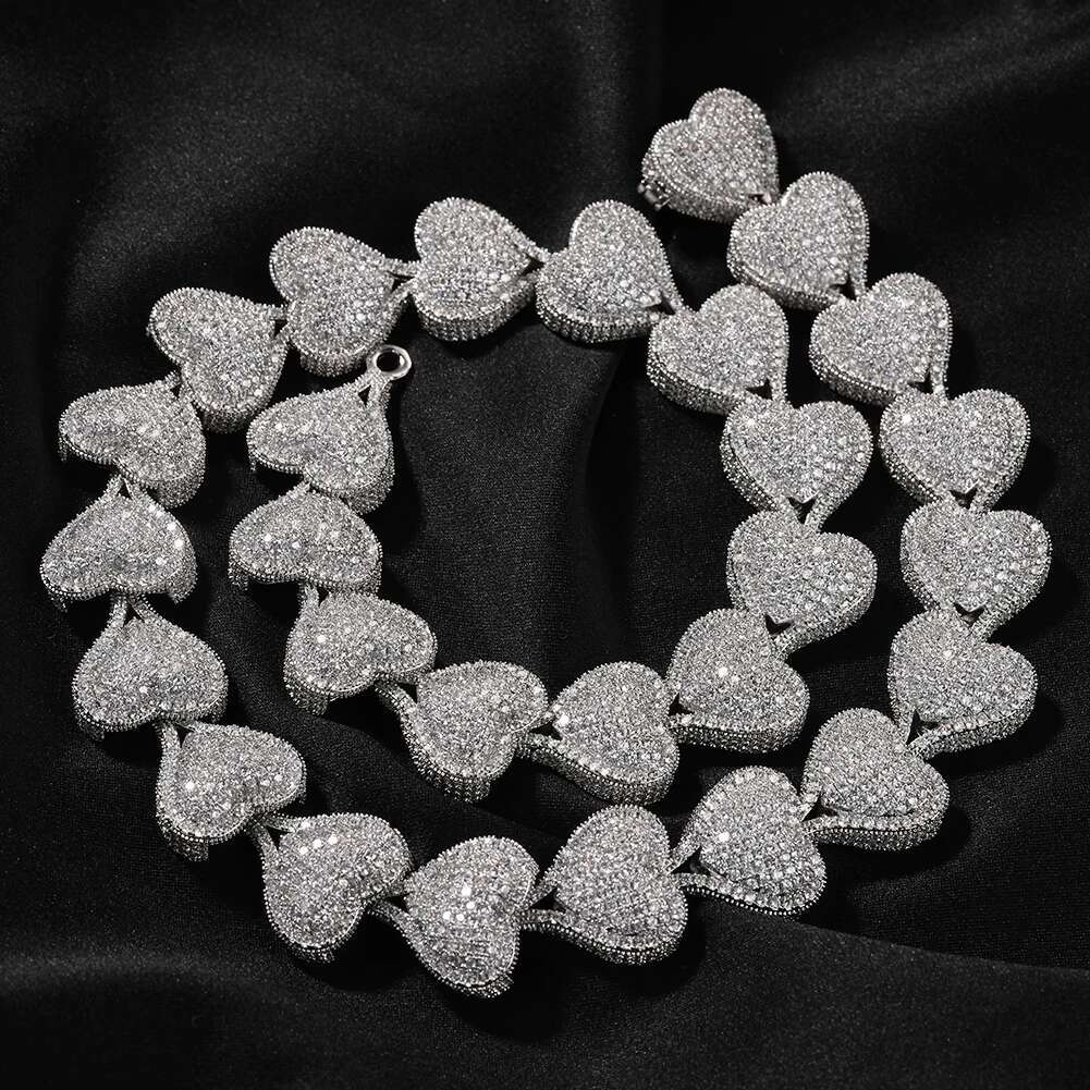 Uwin Heart Chain Necklaces For Women Full Pave Cubic Zirconia Iced Out Fashion Personalized Hiphop Jewelry Necklace Gifts
