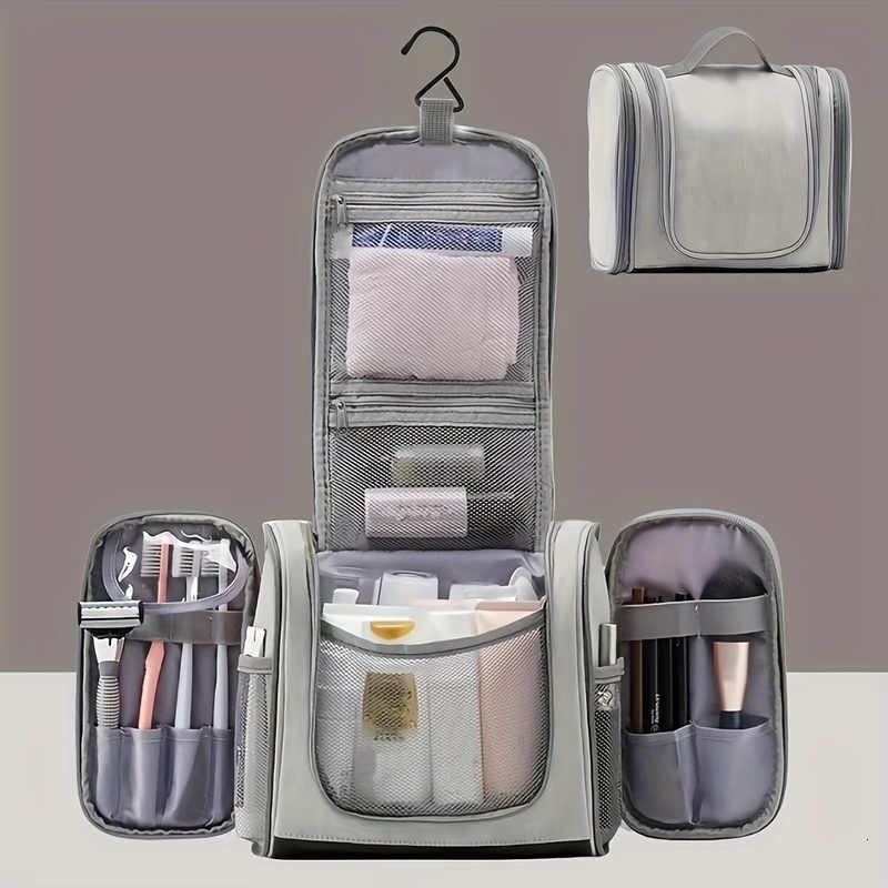 Ship from US 1pc Premium Durable Hanging Toiletry Bag Waterproof PU Leather Foldable WetDry Separated Stylish Travel Cosmetic Organiz w250227FBB