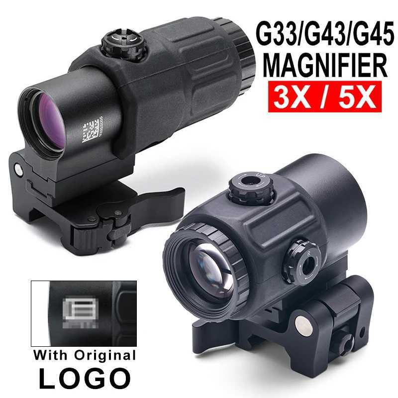 Tactical G33 G43 3X Magnifier Sight Scope Folding Side Flip G45 5X Magnifiers For 558 556 553 Holographic Reflex Red Dot Sights X250228