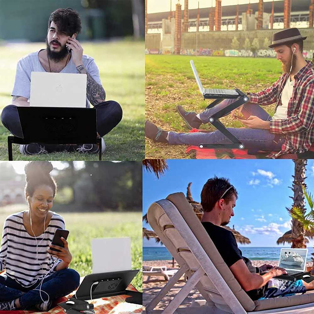 Laptop Stand Table With Mouse Pad Adjustable Folding Ergonomic Design Stands Notebook Desk For Macbook Netbook Ultrabook TabletXJ220228
