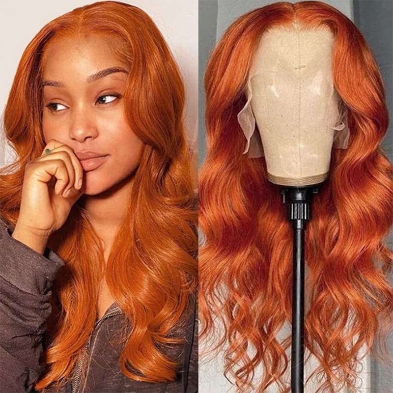 HD Front Lace Wig Wig Real Set Ginger Body Wave Human Hair Lace Wigs