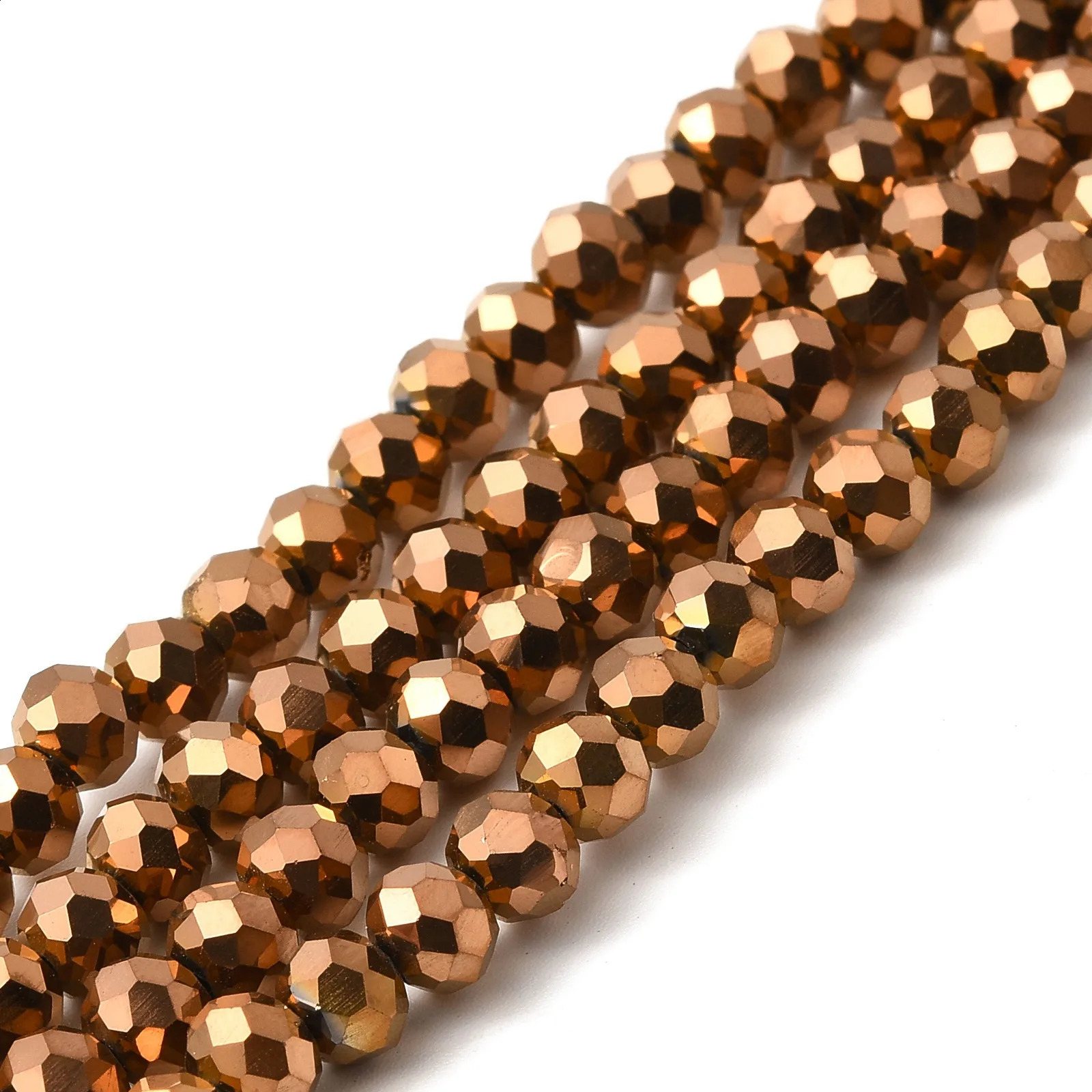 10 Strands 6mm Electroplate Transparent Glass Beads Strands Loose Beads for Diy Necklace Bracelet Jewelry Making Accessories 250221
