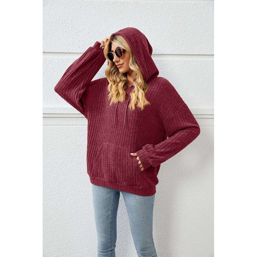 2023 Autumn New Women's Knitwear Hooded Pit Pocket Hoodie Women Pullover Sweatshirt