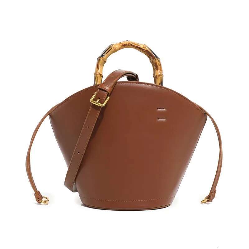 New Spring/Summer Niche Design Bamboo Handle Vegetable Basket Bucket Bag Single Shoulder Diagonal Cross Handbag