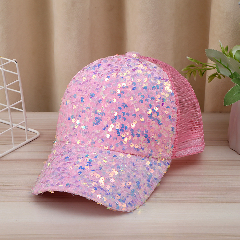 Korean version of the sunscreen sun hat children gradient sequins duck tongue hat ins tide hundred with baseball cap girls net cap wholesale