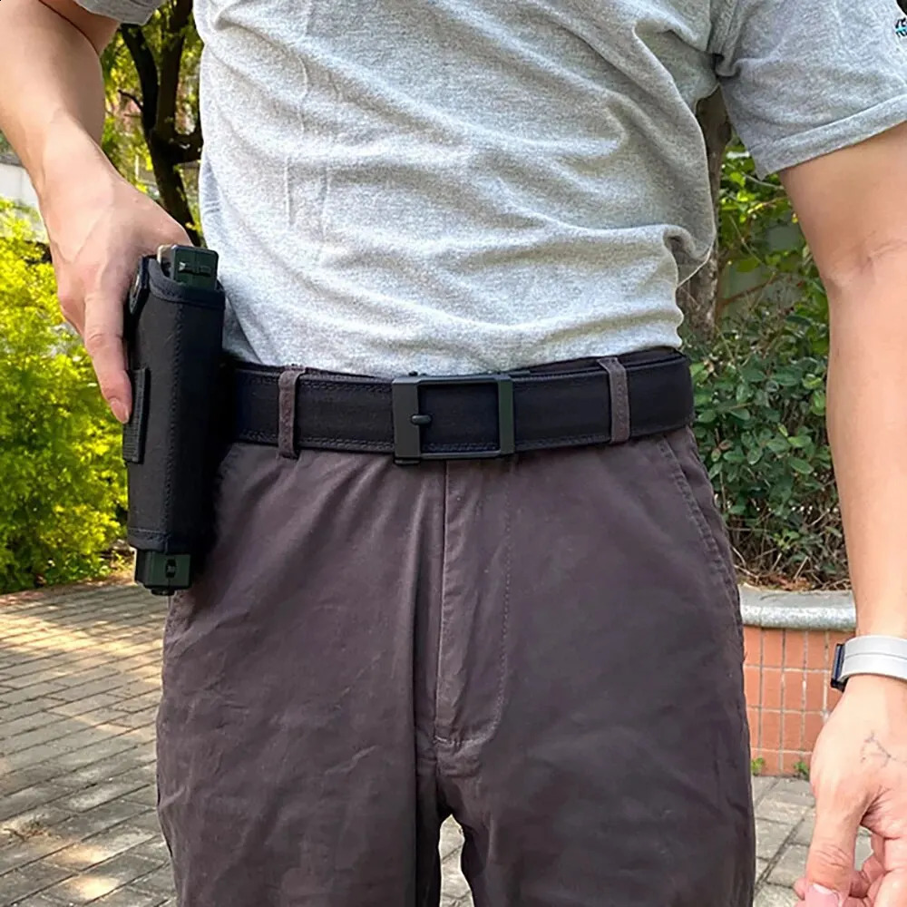 1pc Mens Belt Outdoor Multi Function Alloy Buckle Tactical Belt Canvas For Nylon Belt Training Quick Hanging Belts Neutral Belt 250303