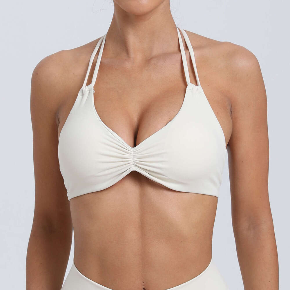 European and American djustable buckle hanging neck beautiful back yoga vest women's tight sports top quick drying fiess bra 74068 2025 temperame