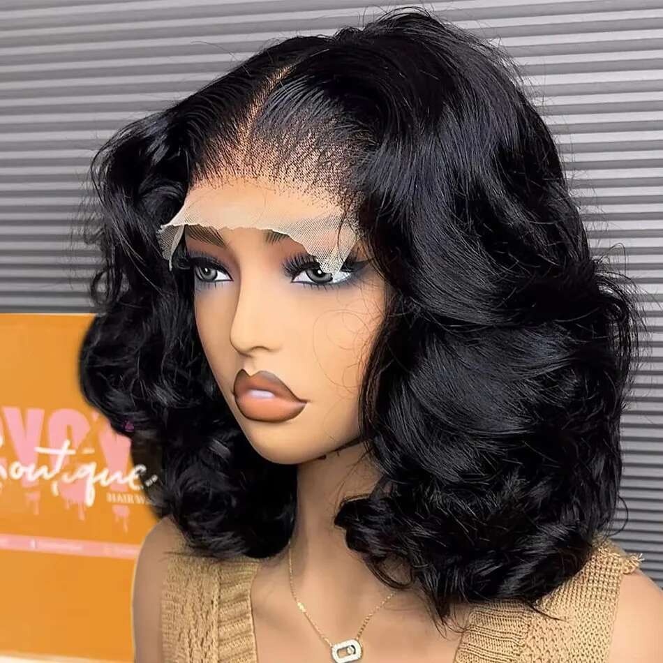 250 Density Body Wave Short Bob 13x4 13x6 Transparent Front Human Hair Wigs Brazilian 5x5 HD Lace Closure Wig For Women