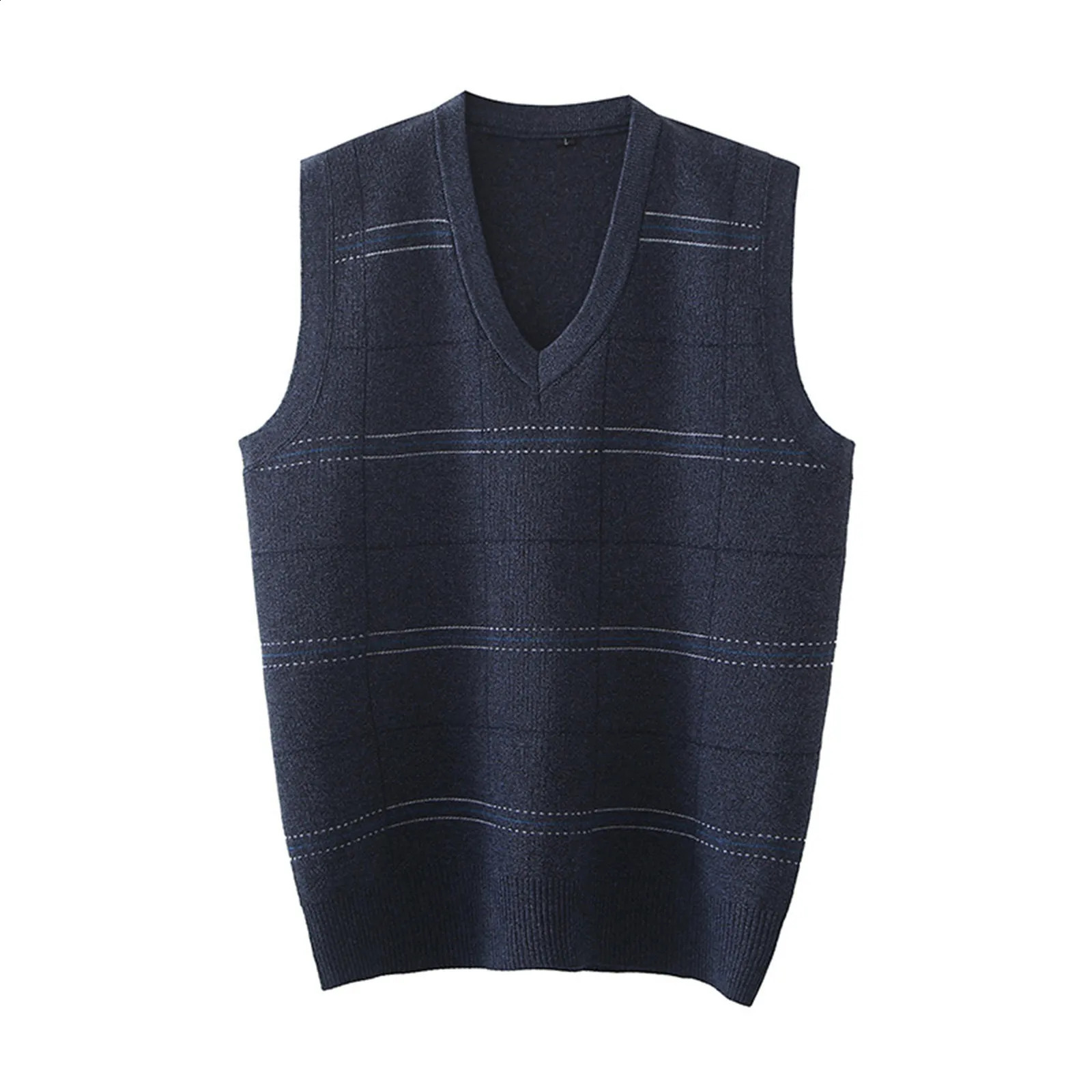 Mens Autumn Winter Casual Fashion V Neck Sleeveless Knit And Thickened Thermal Vest Sweater Loose 250228Z