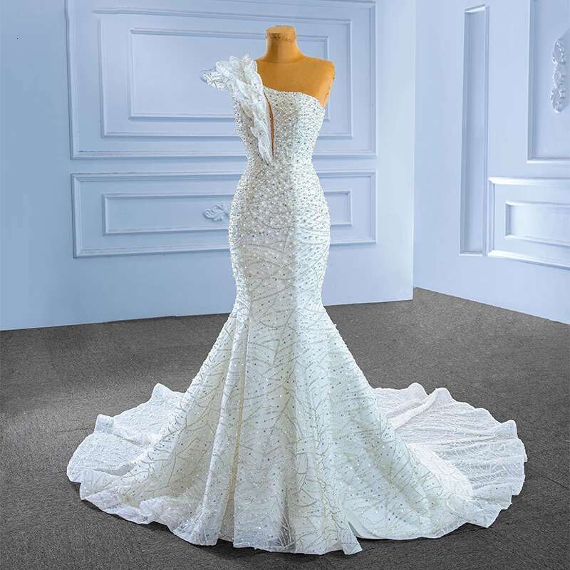 Superfine Dresses For Women Custom Mermaid Strapless Crystal Sequins Wedding RSM 222206 Bridal Dress