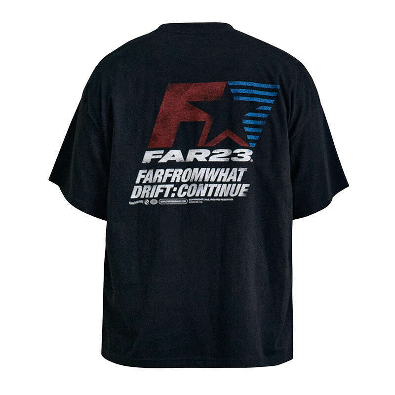 Niche Trendy Brand Far Archive Racing Theme Printed Vibe Feng Shui Washed Old Men's and Women's Loose Short sleeved T-shirt