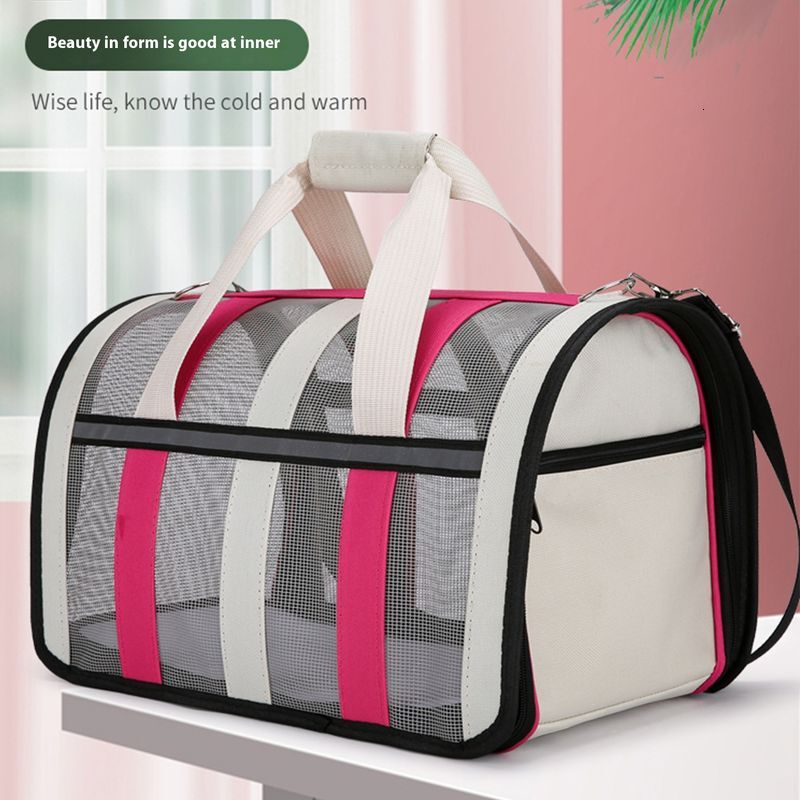New Portable For Cats And Dogs Going With Hollowed Out Mesh Polyester Folding Outer Pet Bag