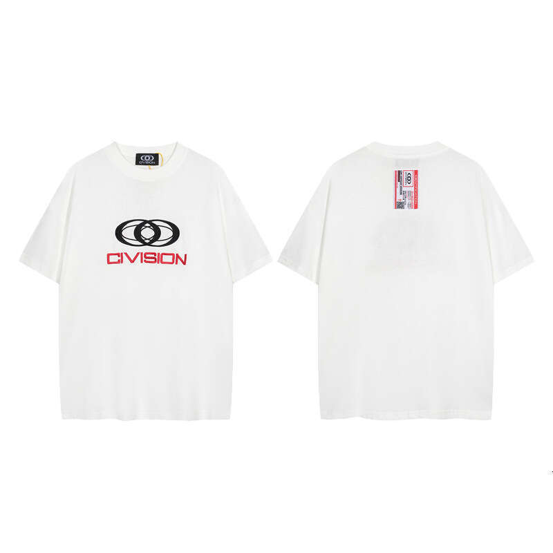 version CIVISION by CSC Embroidered Label Loose Round Neck Damaged High Street Trendy Brand Short Sleeve T-shirt