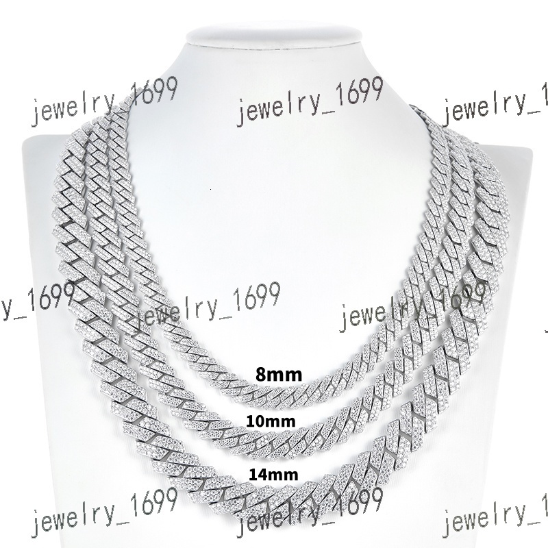 Hot Sale Jewelry Necklace Vvs Moissanite Necklace Iced Out Hip Hop Jewelry Solid 925 Silver Cuban Link Moissanite Cuban Chain