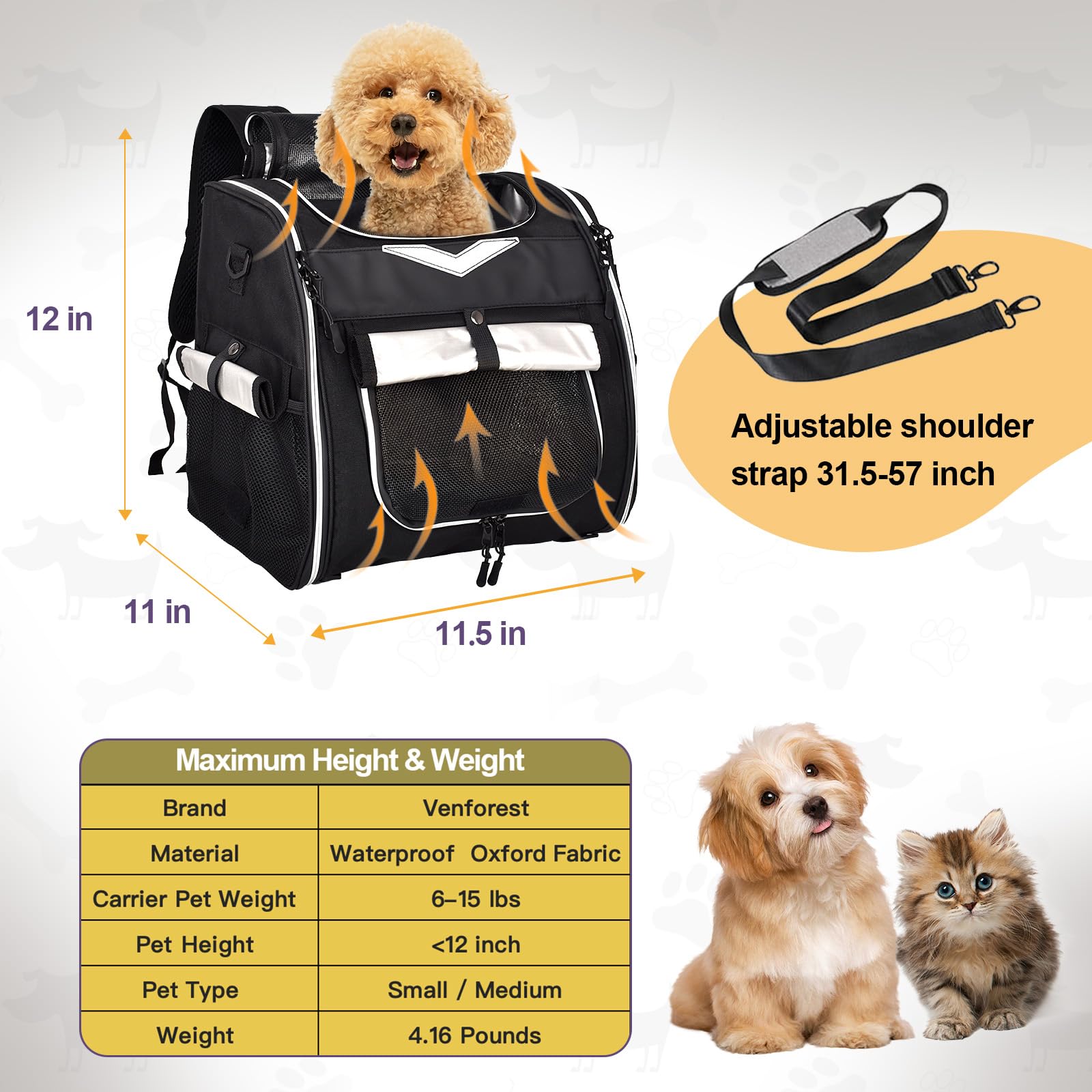 Foldable pet bicycle basket / pet backpack, waterproof, an ideal choice for dogs and cats outdoor supplies.