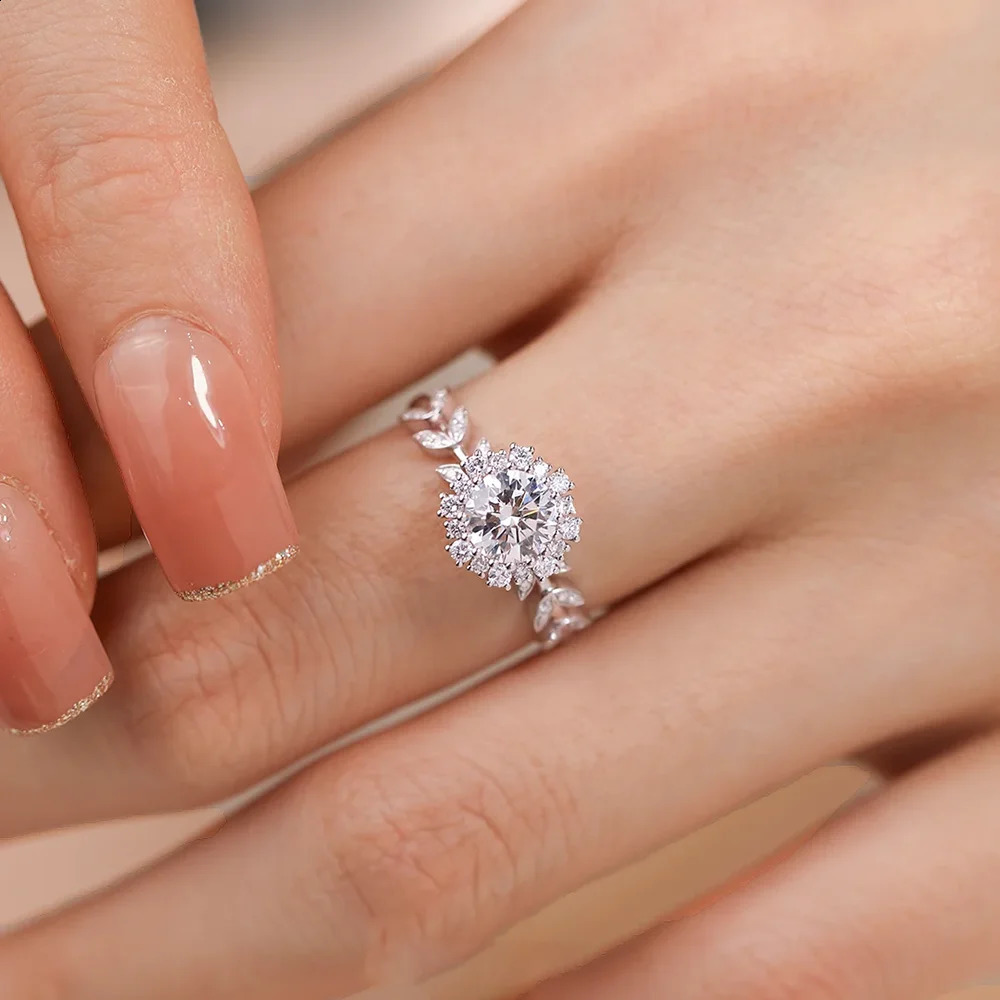 Snowflake Engagement Rings for Women 1carat D Color Diamond Wedding Ring with Gra Certificate 925 Silver Fine Jewelry 250219