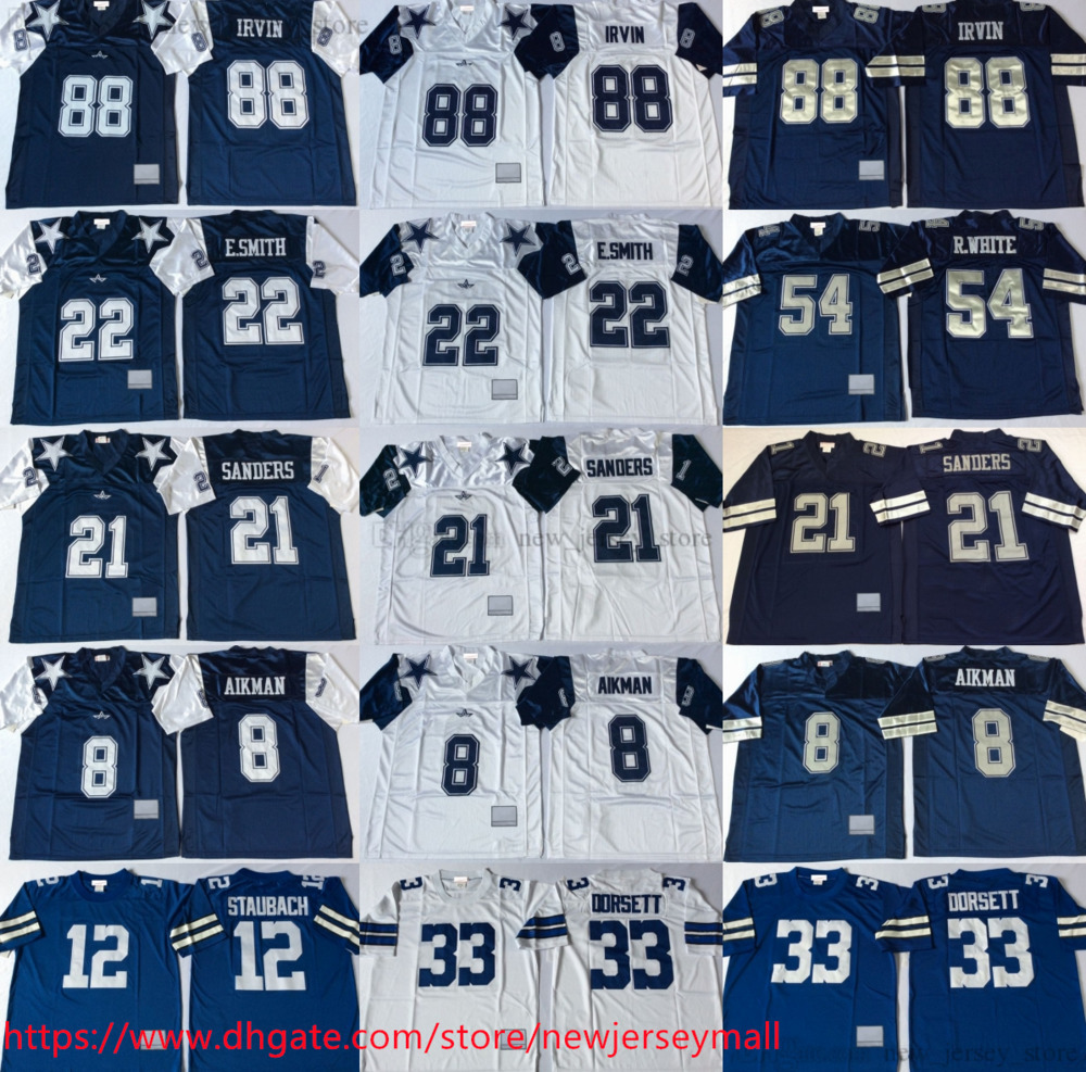 College 1994 Throwback Football 21 Deion Sanders Jersey Retro Vintage 88 Michael Irvin Troy Aikman Emmitt Smith Tony Dorsett Roger Staubach Breathable Jerseys