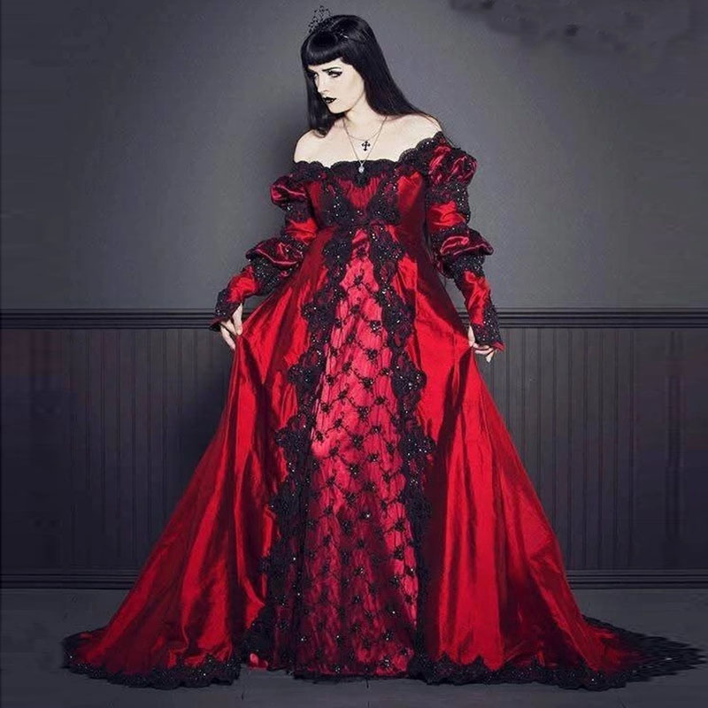 Retro Medieval Gothic Wedding Gowns Off Shoulders Long Sleeves victorian fairytale Bridal Dress Romantic Country Wedding Gown