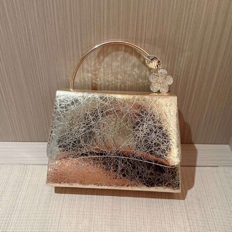 Women's Bags New Bright Leather Flap Dinner Banquet Gold Bracelet, Handbag, Evening Dress Bag, Party Bag