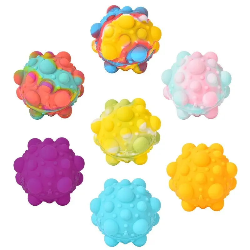 Pet Rainbow Ball Cat Push Bubble Antistress Cube Decompression Toys Squeeze 3D Elastic Ball Stress Relief Sensory Toy For Kids