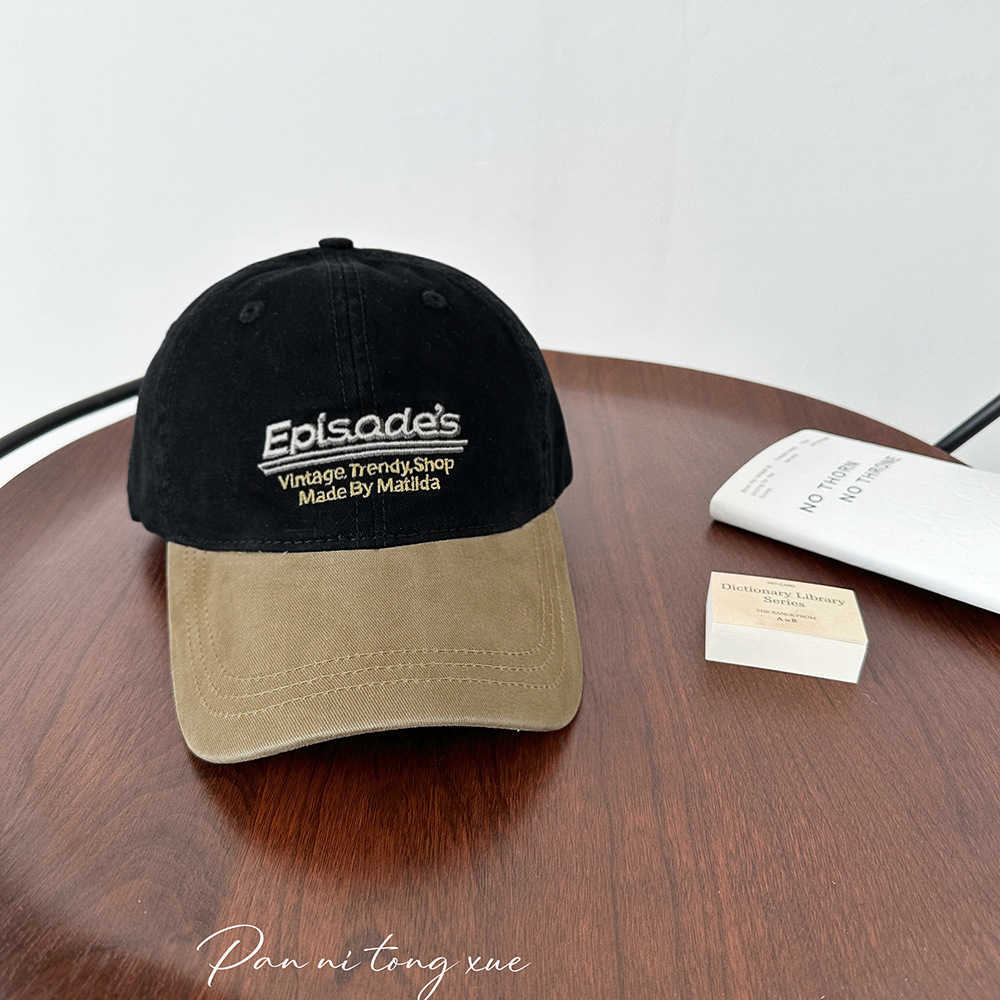 Ball Caps Childrens Color blocked Baseball Hat Trend 2025 Spring Edition Embroidered Korean New Style Color blocked Old Spring Mid to Large Childrens 