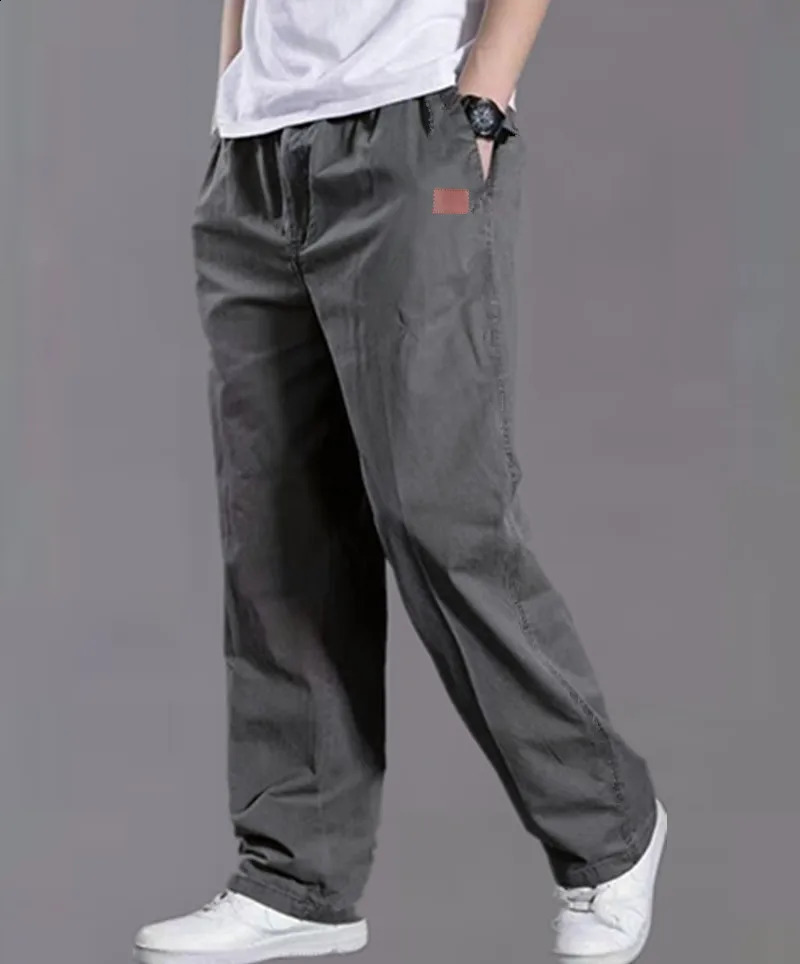 Mens loose straight oversized clothing gray casual workwear black runner cotton mens Trouser 250228Z