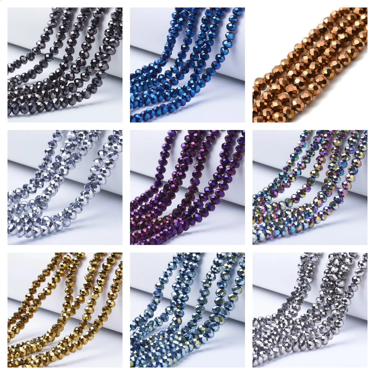 10 Strands 6mm Electroplate Transparent Glass Beads Strands Loose Beads for Diy Necklace Bracelet Jewelry Making Accessories 250221