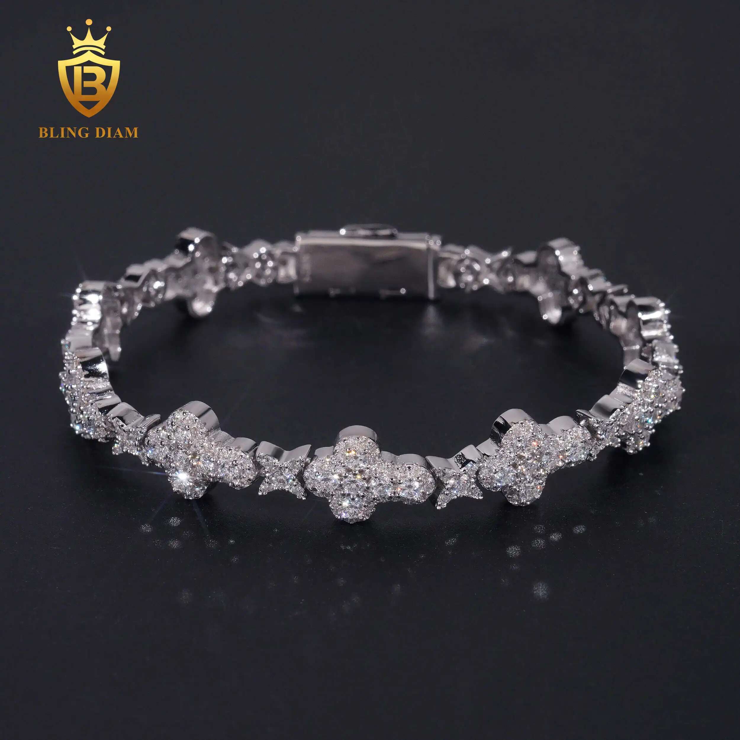 New 10mm sier moissanite cross with GRA Certificate Hip Hop Cuban Chain Bracelet Accessories Jewelry