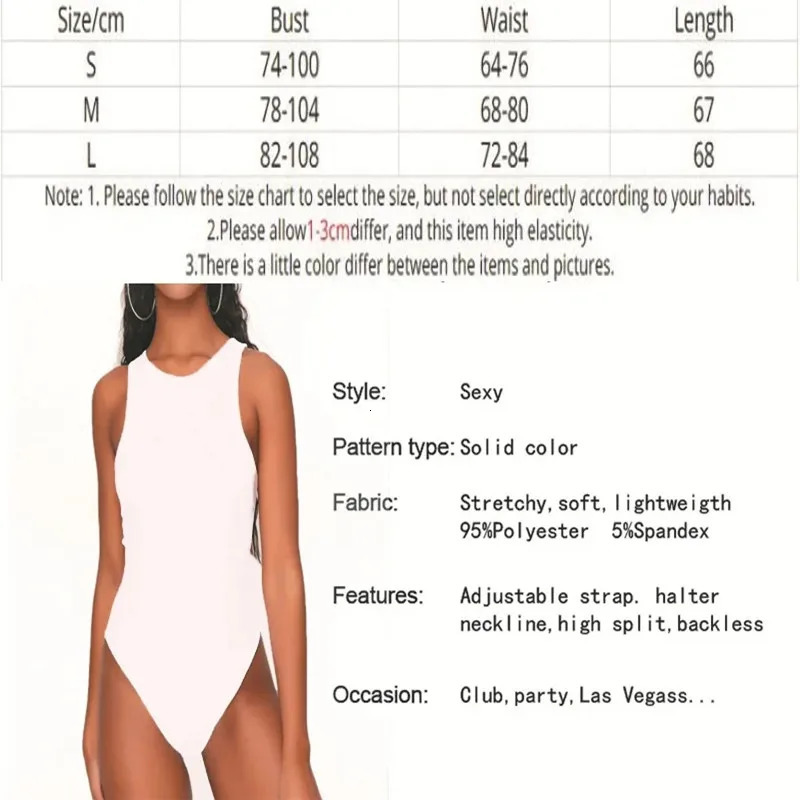 Drop Tank Top Body Suit Sexy Crew Neck Summer White Halter Ribbed Sleeveless Bodysuit for Women 250224
