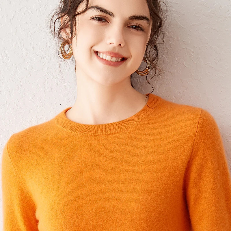 100% Goat Cashmere Sweater Round Neck Sweater Womens Autumn And Winter Loose Knit Pullover With Casual Bottoming Casual Top 250227