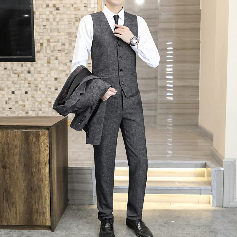 T227Trendy Slim-Fit Wedding Groom Tuxedo Versatile Professional & Business Casual Outfit